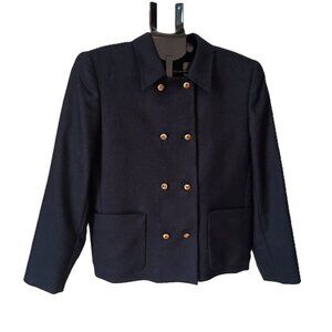 Giorgio Sant Angelo Blazer Navy Double Breasted Boxy Wool Women’s Size 8